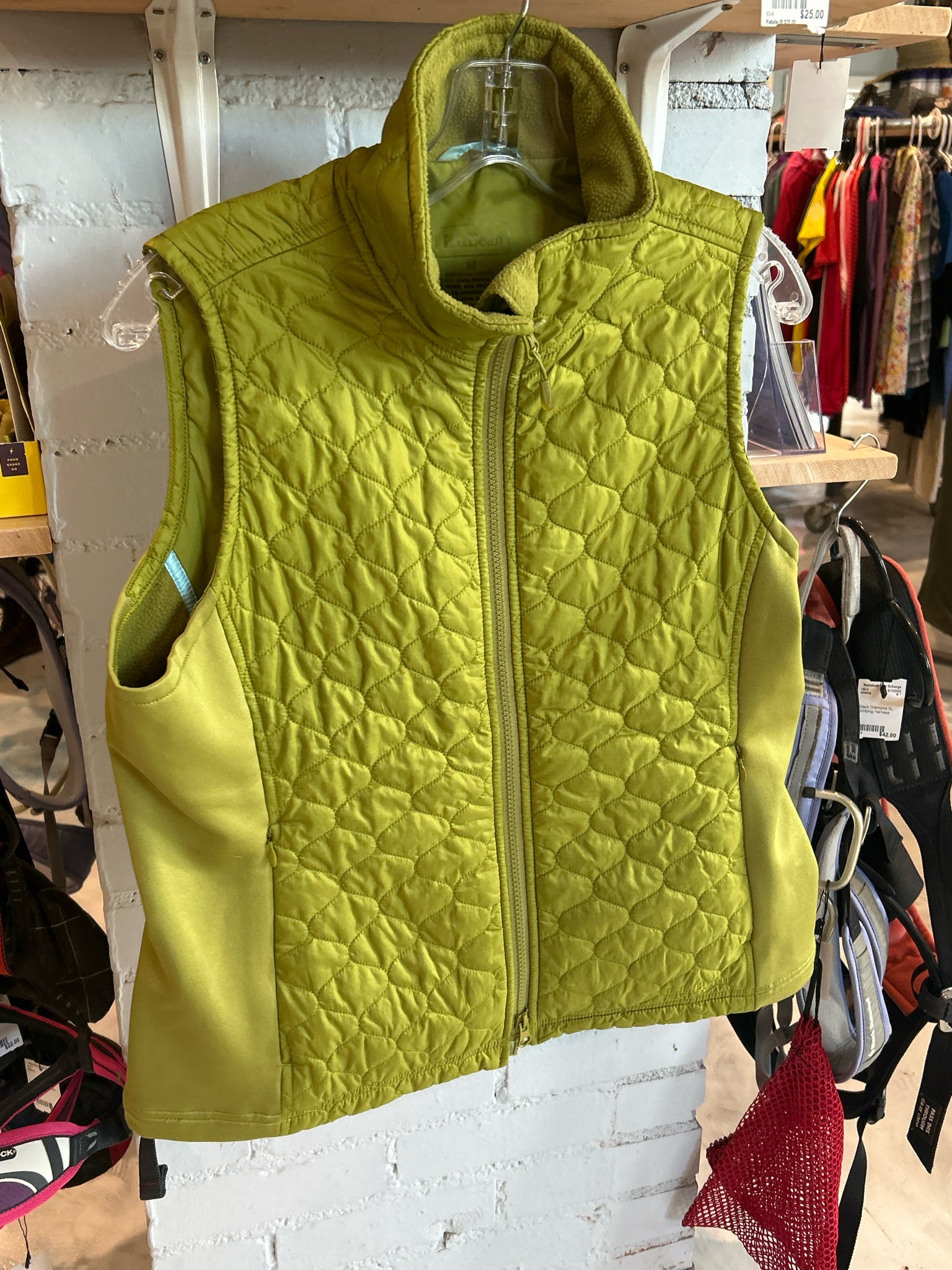 LL Bean lime green insulated vest womens M