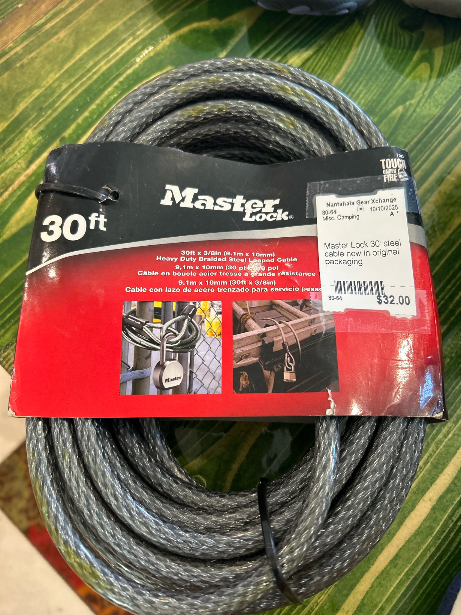 Master Lock 30' steel cable