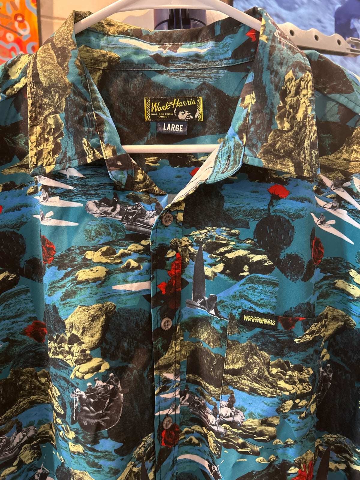 Size L 2025 Work of Harris Short Sleeve Button Up Shirt